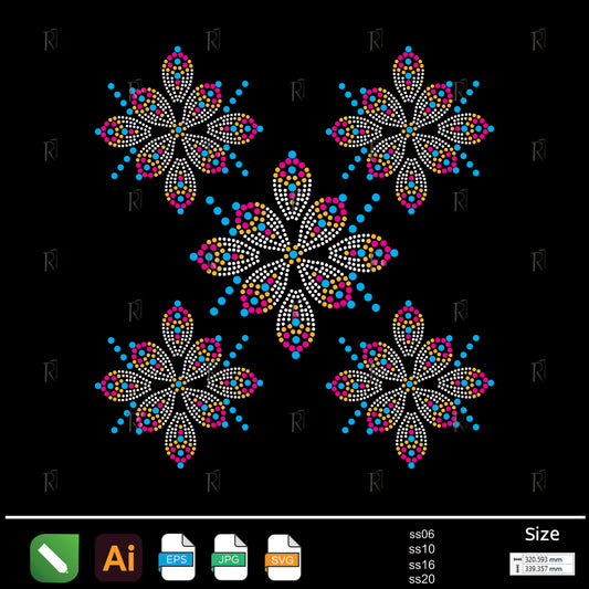 Colorful Star Flowers Rhinestone – Premium Rhinestone Design by Rhinestone1