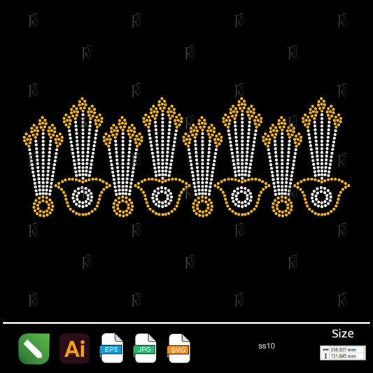 Golden Crowned Floral Border Rhinestone – Premium Rhinestone Design by Rhinestone1