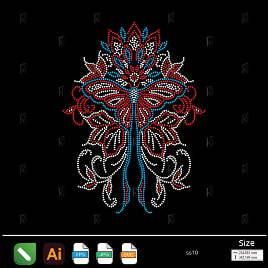 Ornamental Butterfly Bloom Rhinestone – Premium Rhinestone Design by Rhinestone1