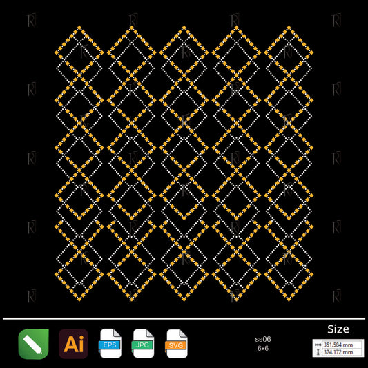 Interlaced Golden Square Grid Rhinestone – Premium Rhinestone Design by Rhinestone1