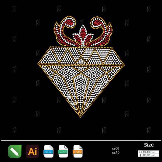 Royal Flame Diamond Rhinestone Design – Premium Rhinestone Design by Rhinestone1