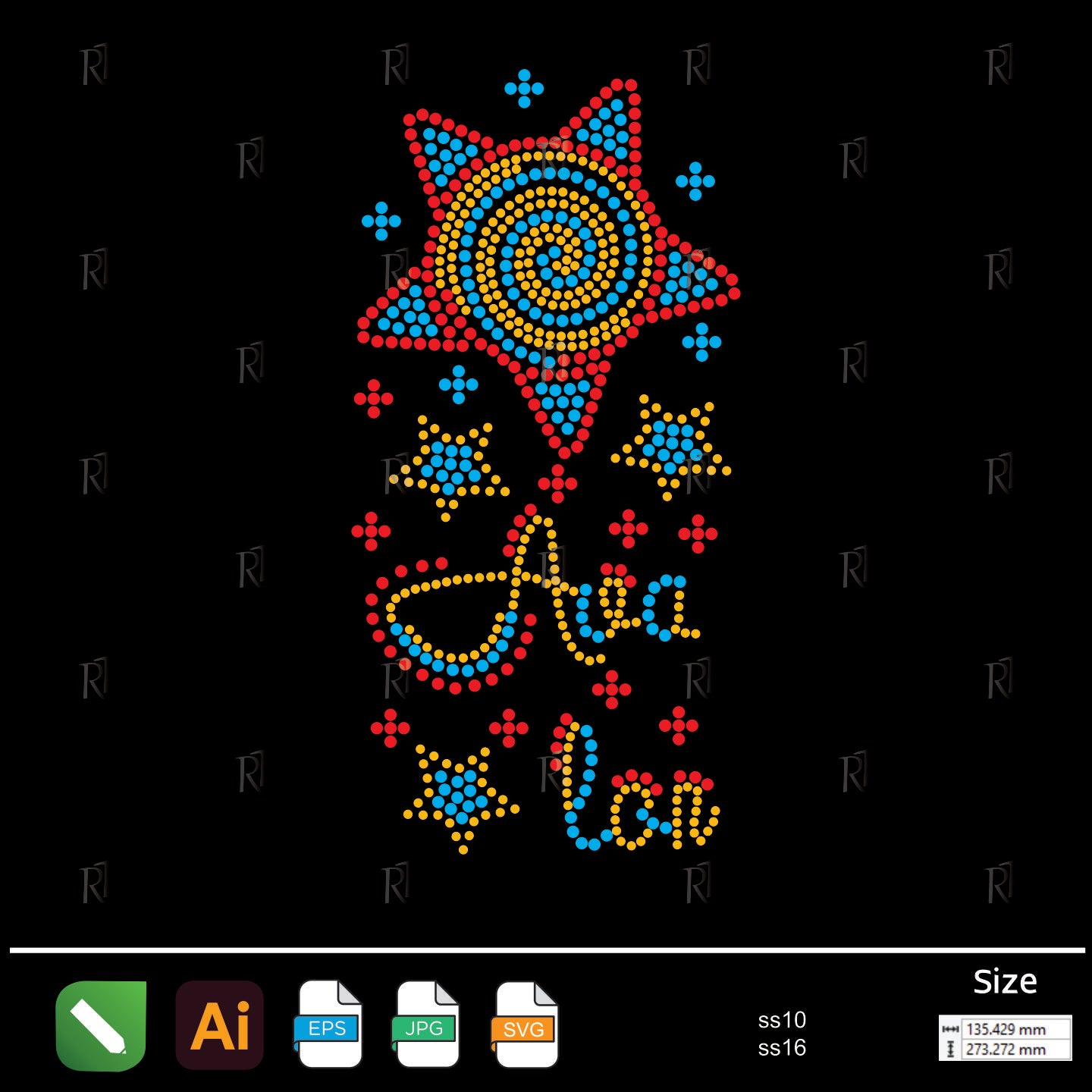 Spiral Star & Fun Text Rhinestone – Premium Rhinestone Design by Rhinestone1