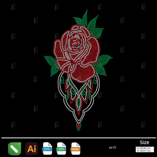 Royal Red Rose Rhinestone – Premium Rhinestone Design by Rhinestone1