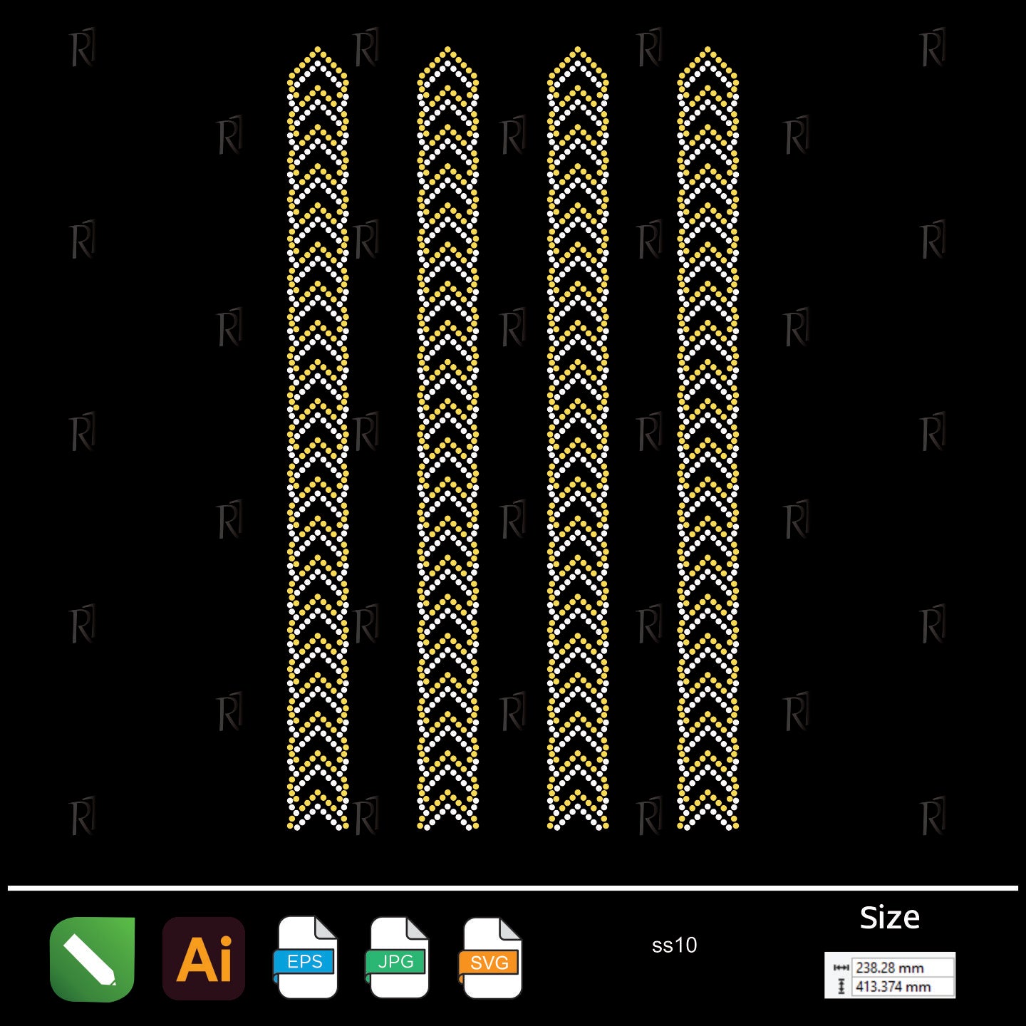 Golden Chevron Bands – Premium Rhinestone Design by Rhinestone1