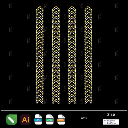 Golden Chevron Bands – Premium Rhinestone Design by Rhinestone1
