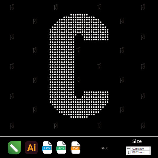 Rhinestone Letter C Bold – Premium Rhinestone Design by Rhinestone1