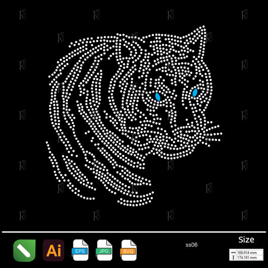 Blue-Eyed Tiger Gaze Rhinestone – Premium Rhinestone Design by Rhinestone1
