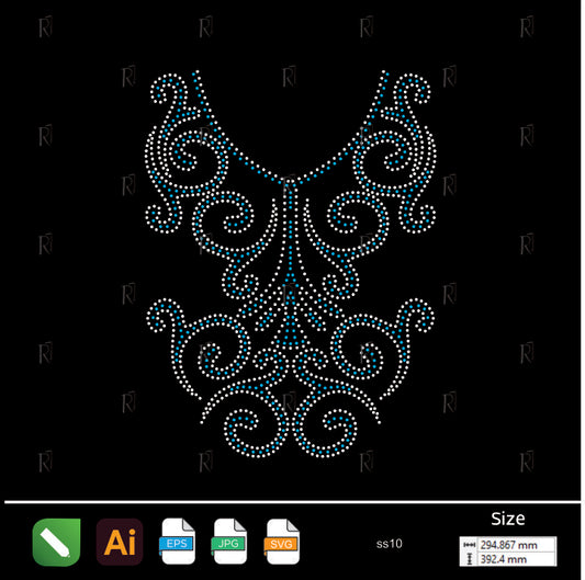 Baroque Swirl Neckline Rhinestone – Premium Rhinestone Design by Rhinestone1