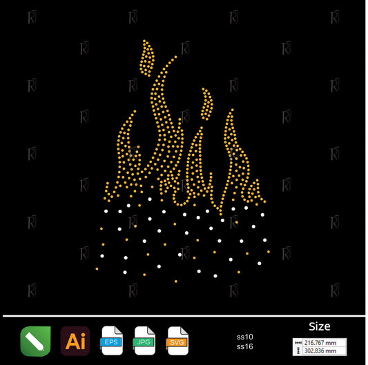 Flaming Sparks Rhinestone Design – Premium Rhinestone Design by Rhinestone1