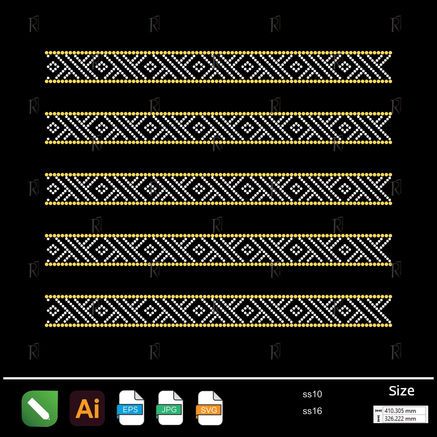Tribal Diamond Border Rhinestone – Premium Rhinestone Design by Rhinestone1