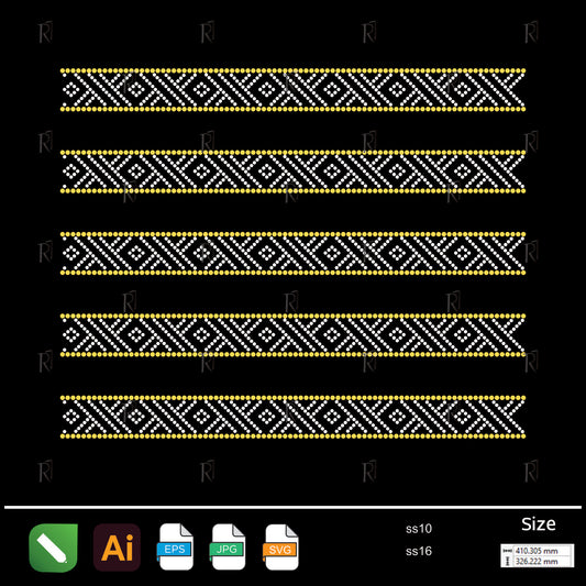 Tribal Diamond Border Rhinestone – Premium Rhinestone Design by Rhinestone1