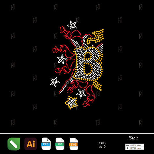 Regal B Emblem – Premium Rhinestone Design by Rhinestone1
