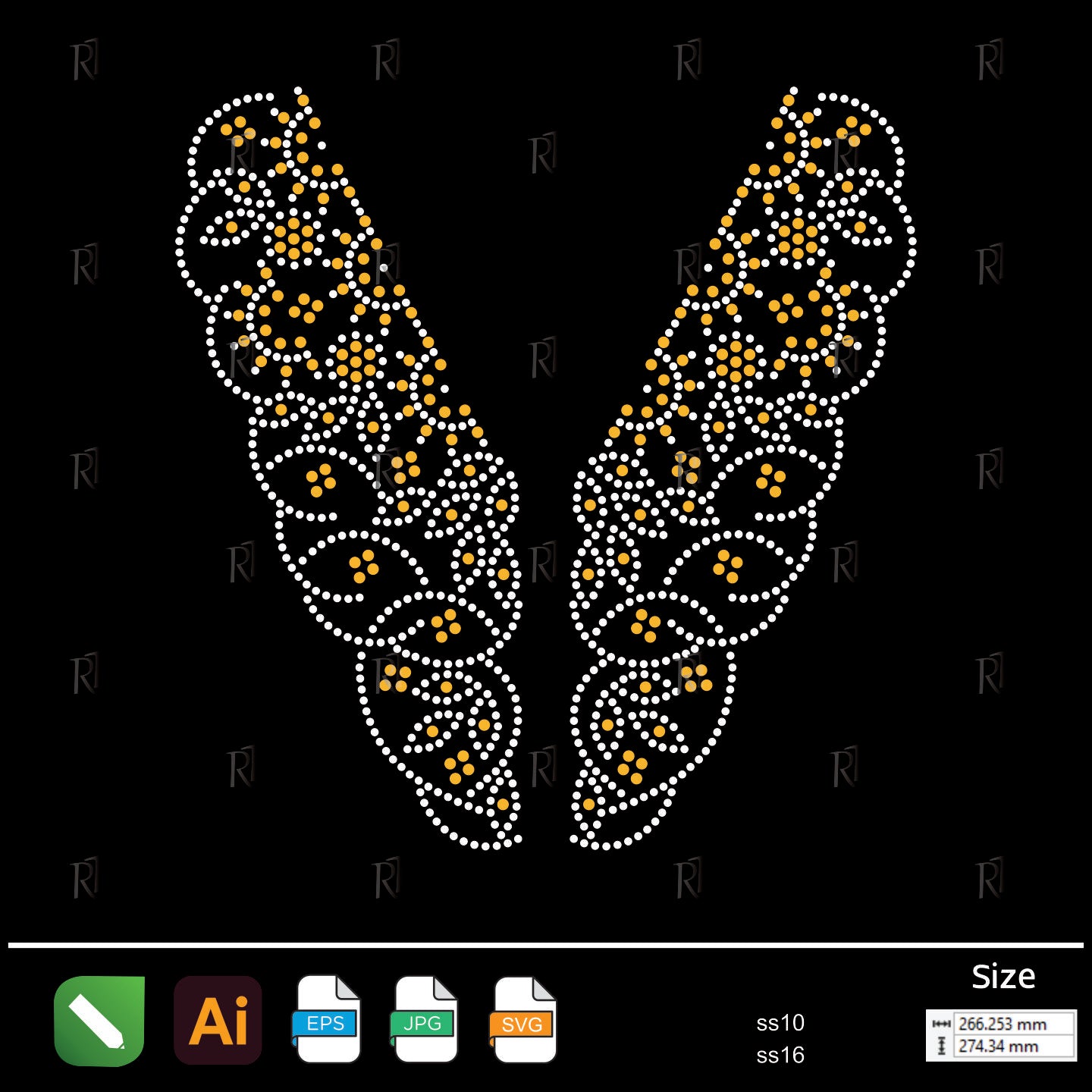 Golden Leaf Wing Rhinestone – Premium Rhinestone Design by Rhinestone1