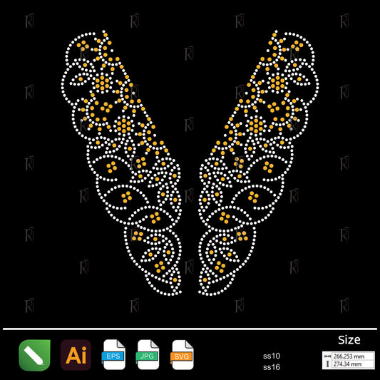 Golden Leaf Wing Rhinestone – Premium Rhinestone Design by Rhinestone1