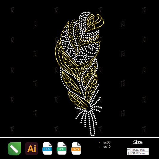 Golden Feather Elegance – Premium Rhinestone Design by Rhinestone1