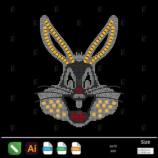 Funny Rabbit Face Rhinestone – Premium Rhinestone Design by Rhinestone1