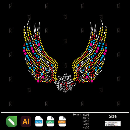 Colorful Angel Wings Rhinestone Design – Premium Rhinestone Design by Rhinestone1