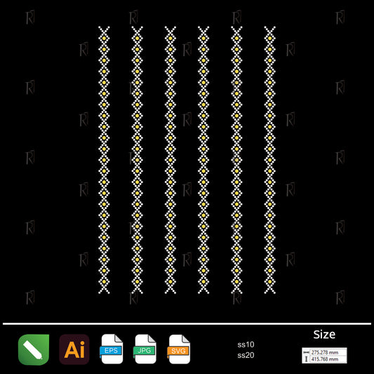 Golden Diamond Stripes – Premium Rhinestone Design by Rhinestone1