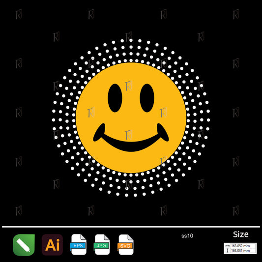 Smiley Face Burst Rhinestone – Premium Rhinestone Design by Rhinestone1
