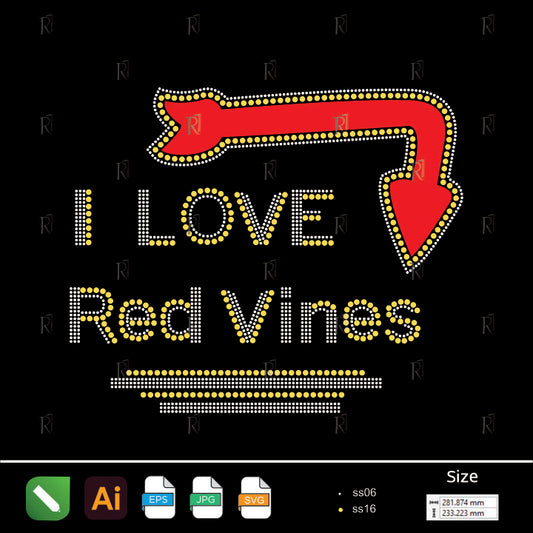 I Love Red Vines Rhinestone Design – Premium Rhinestone Design by Rhinestone1