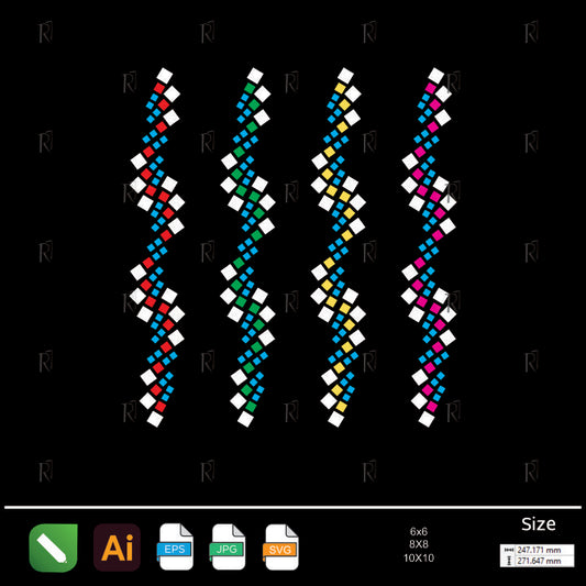 Colorful Spiral Strands Rhinestone – Premium Rhinestone Design by Rhinestone1