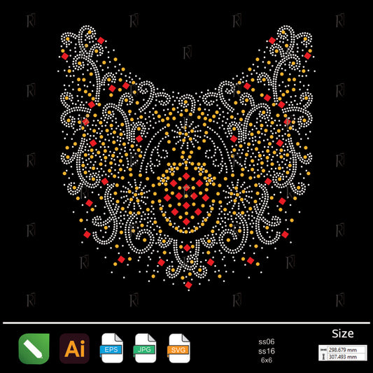 Regal Red & Gold Ornate Collar Rhinestone – Premium Rhinestone Design by Rhinestone1