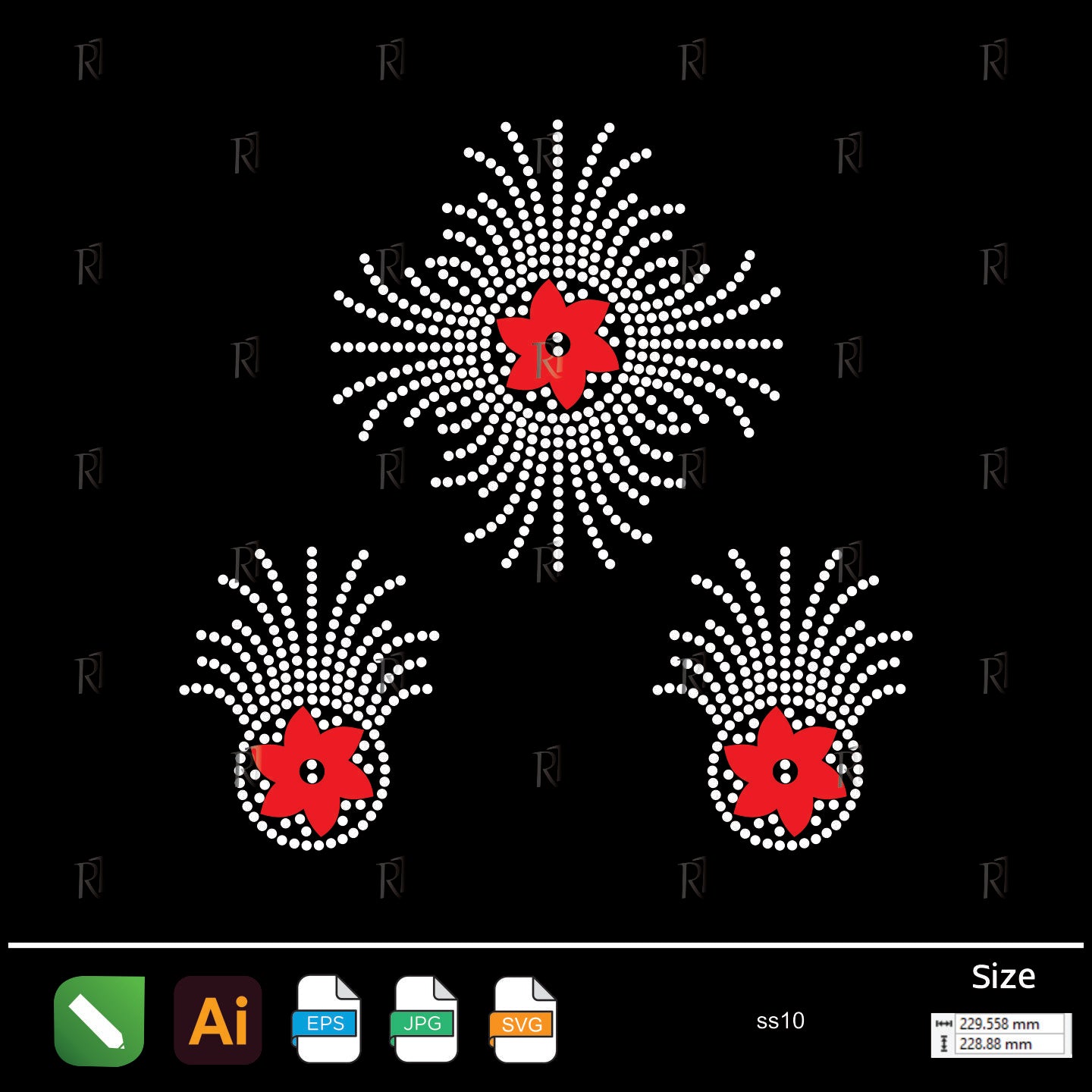 Red Blossom Radiance Rhinestone – Premium Rhinestone Design by Rhinestone1