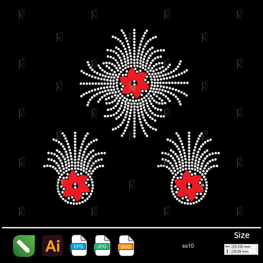 Red Blossom Radiance Rhinestone – Premium Rhinestone Design by Rhinestone1