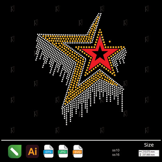 Shimmering Double Star Rhinestone – Premium Rhinestone Design by Rhinestone1