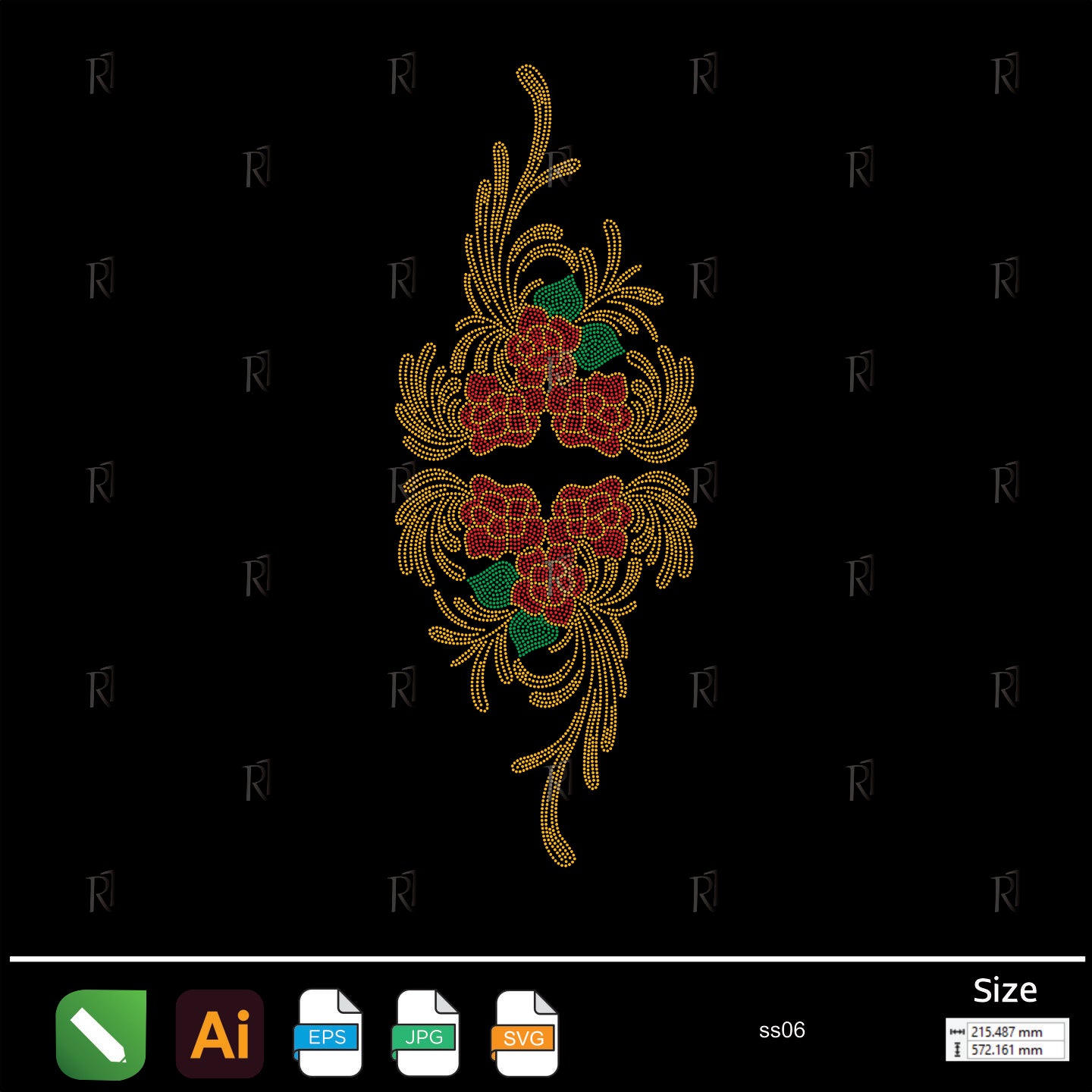 Golden Floral Cascade Rhinestone – Premium Rhinestone Design by Rhinestone1