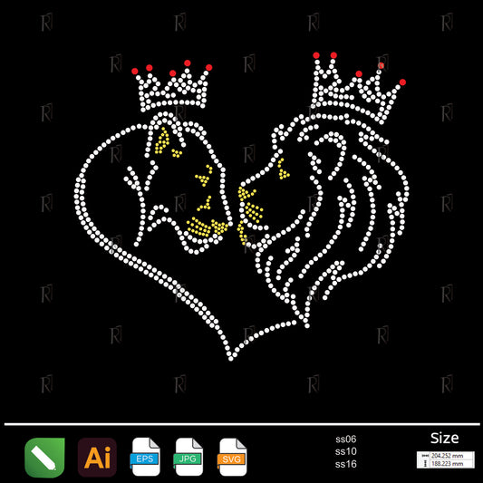 Royal Lion Couple Rhinestone – Premium Rhinestone Design by Rhinestone1