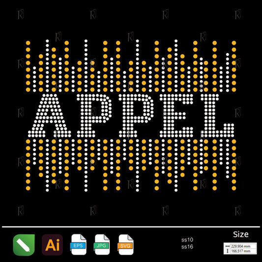Appel Word Drip Rhinestone – Premium Rhinestone Design by Rhinestone1