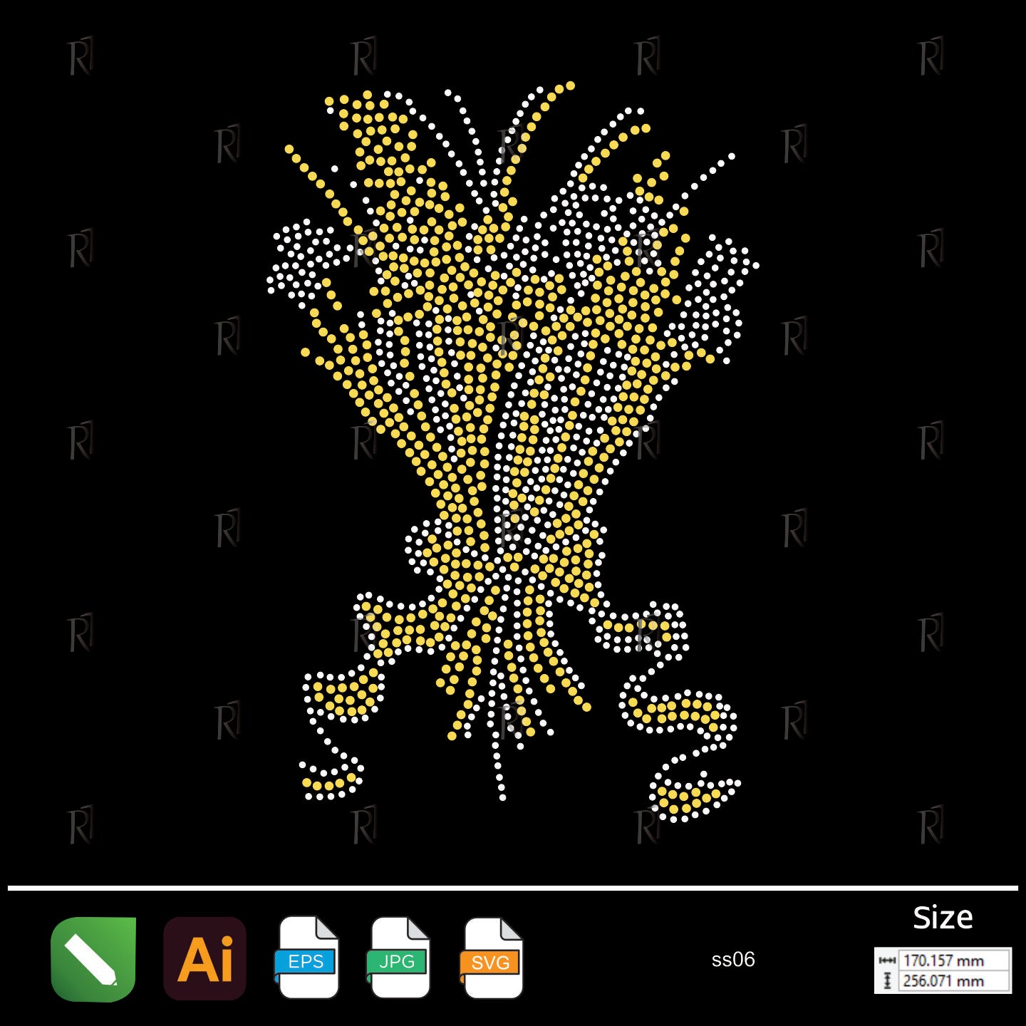 Golden Wheat Bundle Rhinestone – Premium Rhinestone Design by Rhinestone1