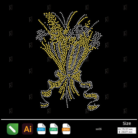 Golden Wheat Bundle Rhinestone – Premium Rhinestone Design by Rhinestone1