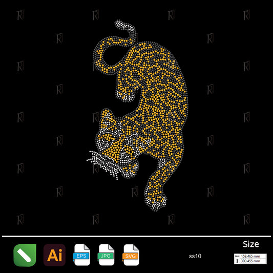 Crouching Leopard Rhinestone Design – Premium Rhinestone Design by Rhinestone1