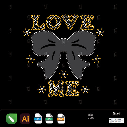 Love Me Bow & Sparkles Rhinestone – Premium Rhinestone Design by Rhinestone1