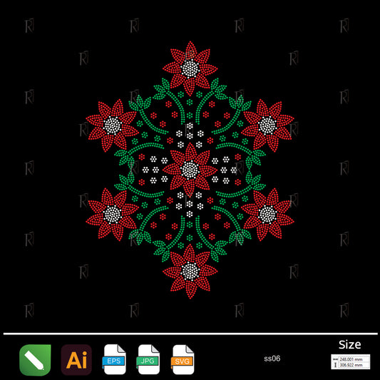 Festive Star Floral Rhinestone – Premium Rhinestone Design by Rhinestone1