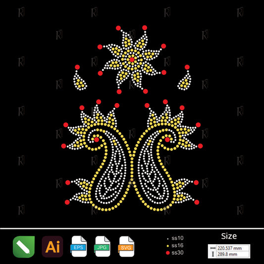 Paisley Bloom Rhinestone Design – Premium Rhinestone Design by Rhinestone1
