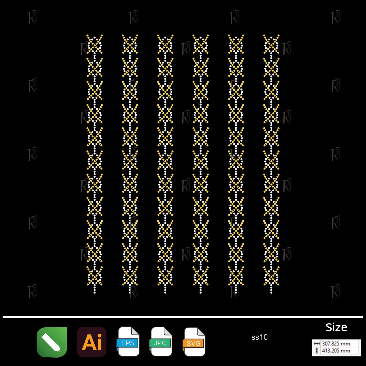 Golden Tribal Stripes – Premium Rhinestone Design by Rhinestone1