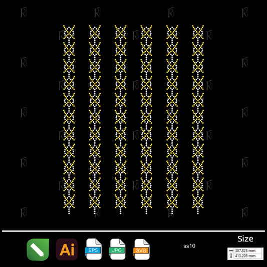 Golden Tribal Stripes – Premium Rhinestone Design by Rhinestone1