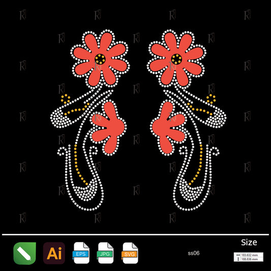 Red Bloom Duo Rhinestone – Premium Rhinestone Design by Rhinestone1