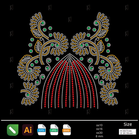 Floral Crown Drape Rhinestone Design – Premium Rhinestone Design by Rhinestone1