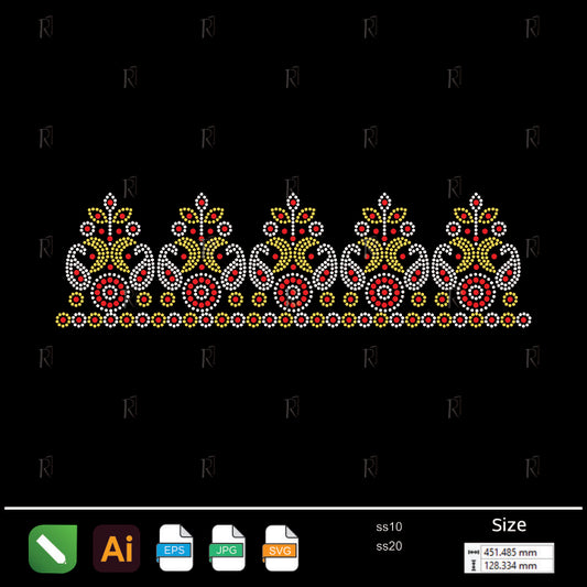 Royal Bloom Rhinestone Border – Premium Rhinestone Design by Rhinestone1