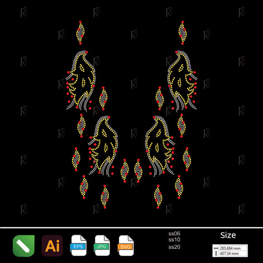 Golden Paisley Elegance – Premium Rhinestone Design by Rhinestone1