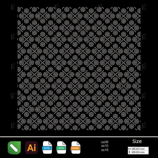 Dotted Bloom Grid Rhinestone Pattern – Premium Rhinestone Design by Rhinestone1