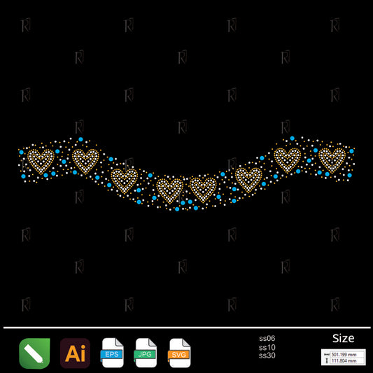 Romantic Heart Line Rhinestone – Premium Rhinestone Design by Rhinestone1