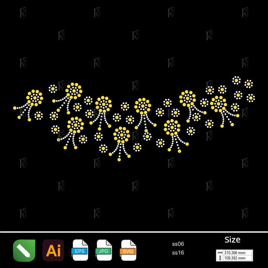 Golden Blossom Vines – Premium Rhinestone Design by Rhinestone1