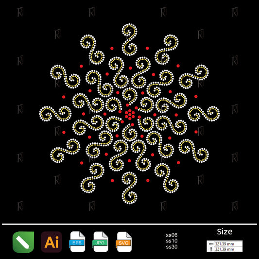 Spiral Bloom Rhinestone Mandala – Premium Rhinestone Design by Rhinestone1