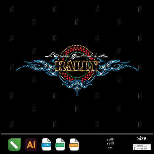 Rally Speed Flames Rhinestone – Premium Rhinestone Design by Rhinestone1