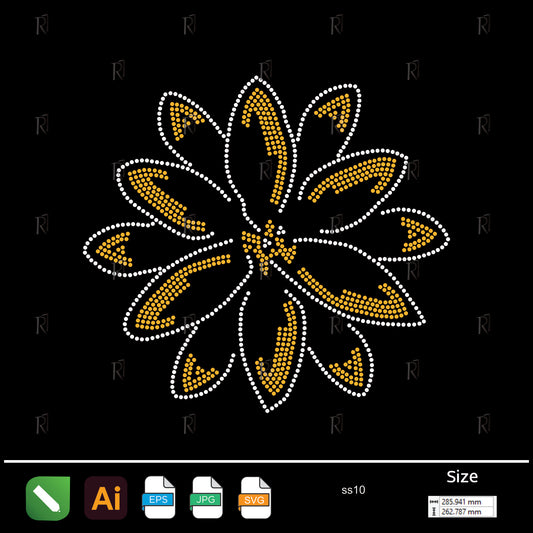 Golden Bloom Rhinestone Pattern – Premium Rhinestone Design by Rhinestone1